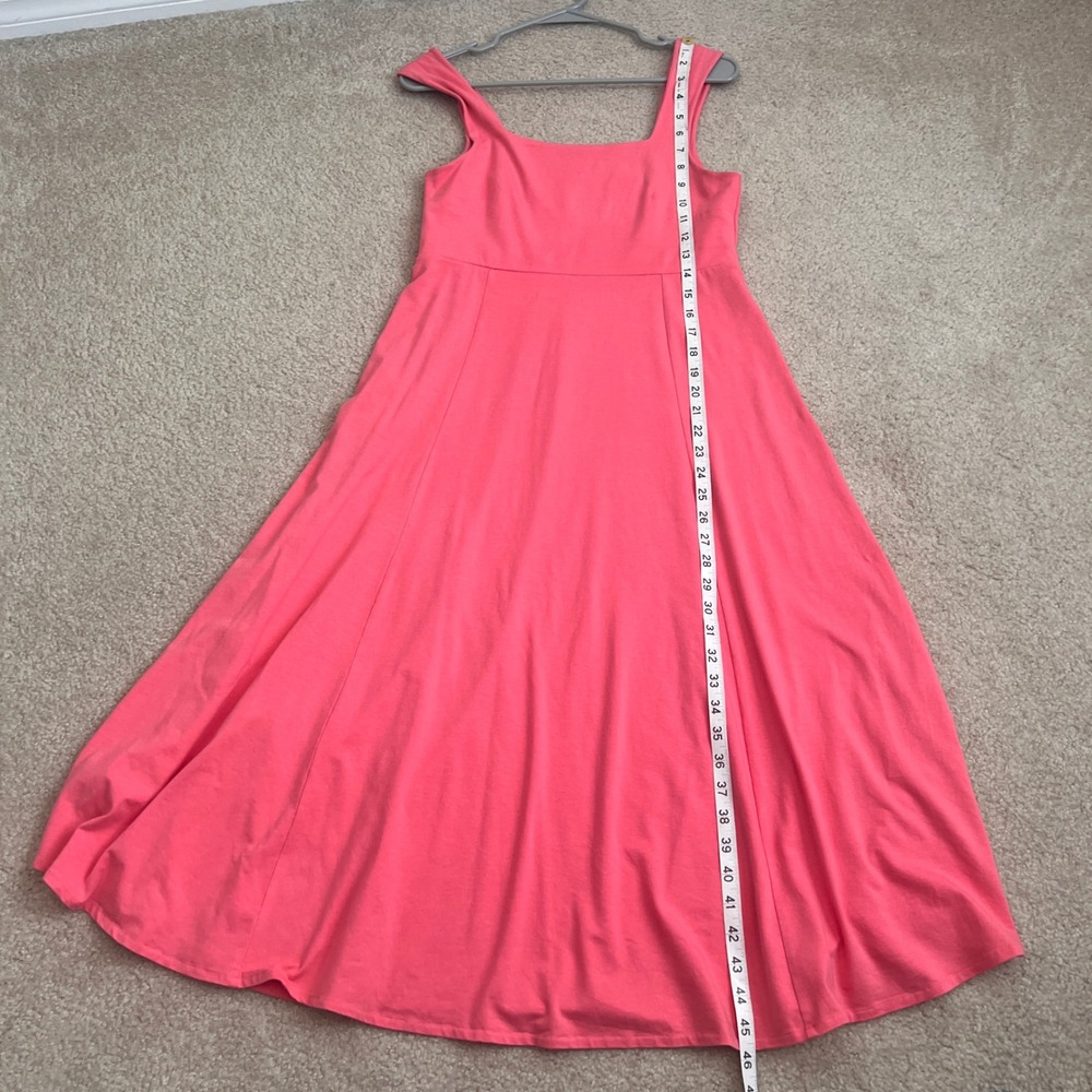 ABLE Coral Pink Square Neck Midi Dress Sleeveless Casual Womens Size Medium - Picture 8 of 9